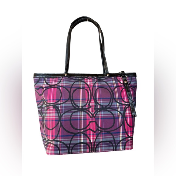 Coach Poppy Plaid Signature Tote Bag - Picture 2 of 10